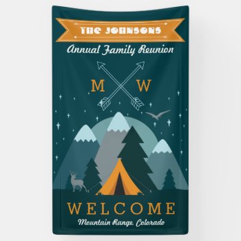Make Your Own Camping Mountain Outdoor Adventure Banner by BCMonogramMe at Zazzle
