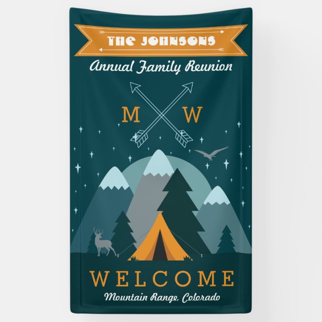 Make Your Own Camping Mountain Outdoor Adventure Banner (Vertical)