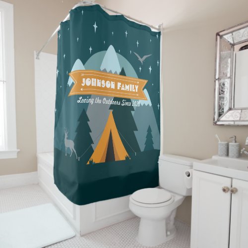 Make Your Own Camping Mountain Outdoor Adventure Shower Curtain