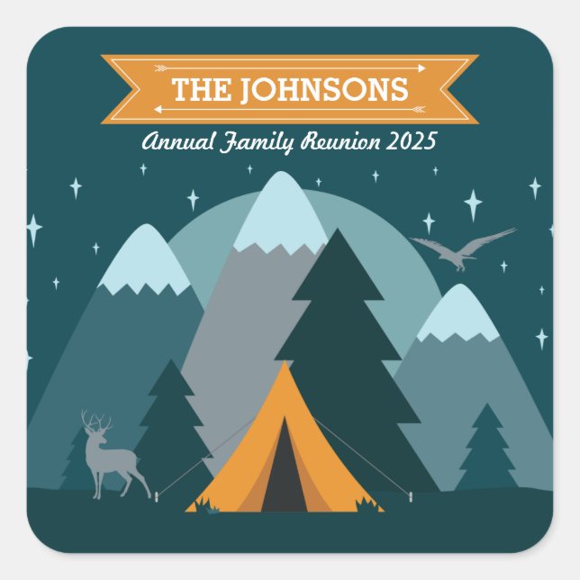 Make Your Own Camping Mountain Outdoor Adventure Square Sticker (Front)