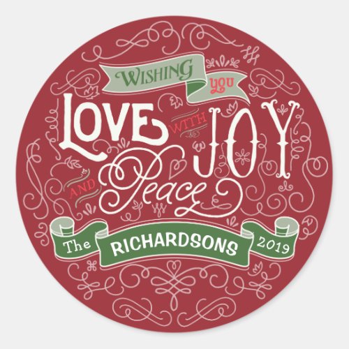 Make Your Own Christmas Typography Custom Banner Classic Round Sticker
