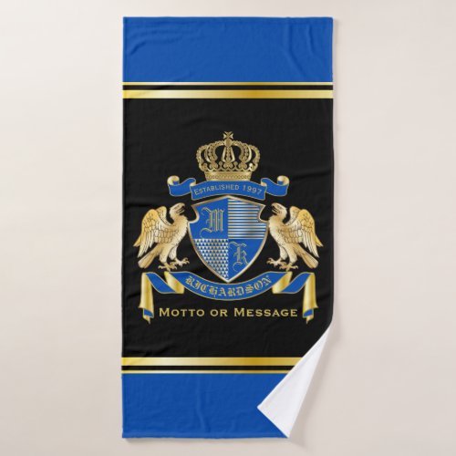 Make Your Own Coat of Arms Blue Gold Eagle Emblem Bath Towel