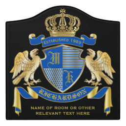 Make Your Own Coat of Arms Blue Gold Eagle Emblem Door Sign