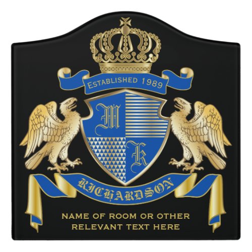 Make Your Own Coat of Arms Blue Gold Eagle Emblem Door Sign