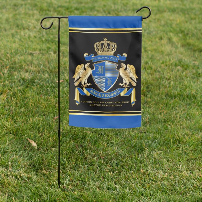 Make Your Own Coat of Arms Blue Gold Eagle Emblem Garden Flag (In SItu)