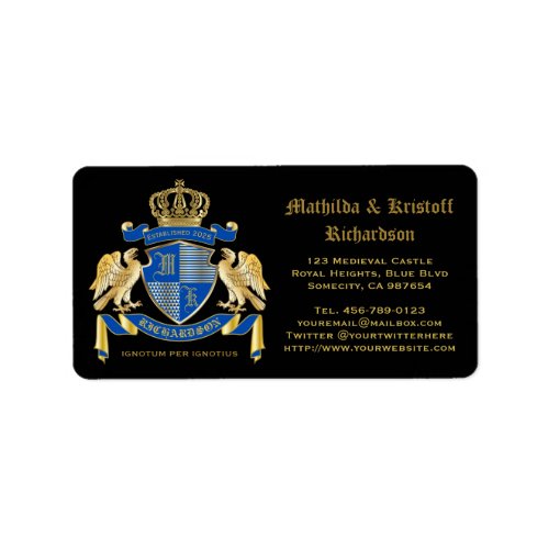 Make Your Own Coat of Arms Blue Gold Eagle Emblem Label