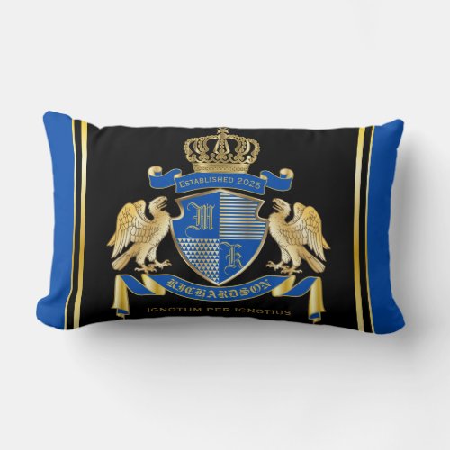 Make Your Own Coat of Arms Blue Gold Eagle Emblem Lumbar Pillow
