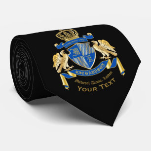 Make Your Own Coat of Arms Blue Gold Eagle Emblem Neck Tie