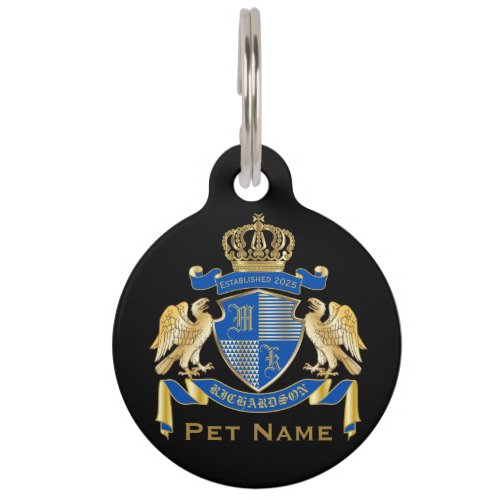 Make Your Own Coat of Arms Blue Gold Eagle Emblem Pet ID Tag