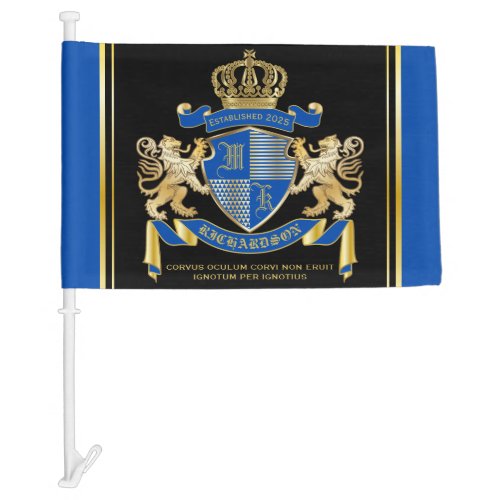Make Your Own Coat of Arms Blue Gold Lion Emblem Car Flag