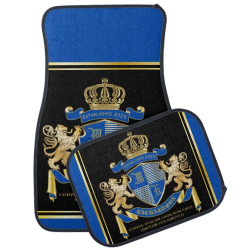 Make Your Own Coat of Arms Blue Gold Lion Emblem Car Floor Mat