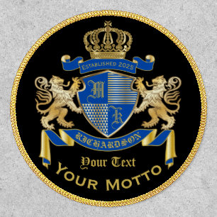 Make Your Own Coat of Arms Blue Gold Lion Emblem Patch