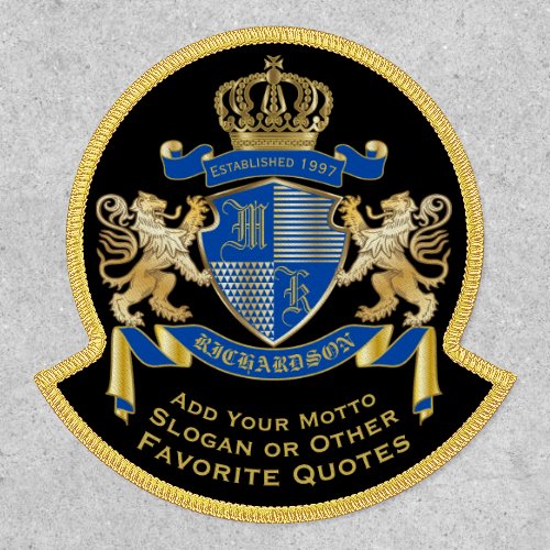 Make Your Own Coat of Arms Blue Gold Lion Emblem Patch