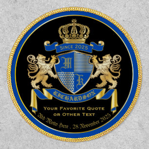 Make Your Own Coat of Arms Blue Gold Lion Emblem Patch