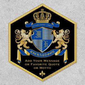 Make Your Own Coat of Arms Blue Gold Lion Emblem Patch