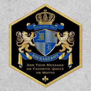 Make Your Own Coat of Arms Blue Gold Lion Emblem Patch