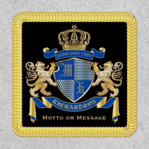 Make Your Own Coat of Arms Blue Gold Lion Emblem Patch