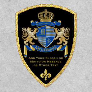 Make Your Own Coat of Arms Blue Gold Lion Emblem Patch