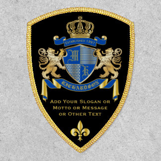 Make Your Own Coat of Arms Blue Gold Lion Emblem Patch