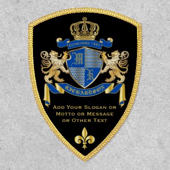 Make Your Own Coat Of Arms Blue Gold Lion Emblem Patch by BCVintageLove at Zazzle