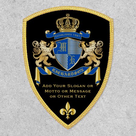Make Your Own Coat Of Arms Blue Gold Lion Emblem Patch