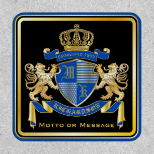 Make Your Own Coat of Arms Blue Gold Lion Emblem Patch