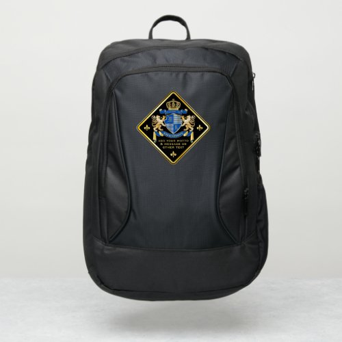 Make Your Own Coat of Arms Blue Gold Lion Emblem Port Authority Backpack
