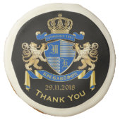 Make Your Own Coat of Arms Blue Gold Lion Emblem Sugar Cookie (Front)