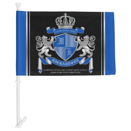 Make Your Own Coat of Arms Blue Silver Lion Emblem Car Flag