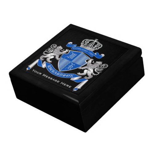 Make Your Own Coat of Arms Blue Silver Lion Emblem Gift Box