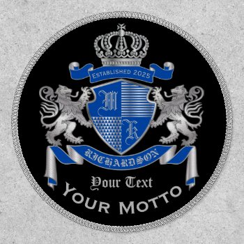 Make Your Own Coat Of Arms Blue Silver Lion Emblem Patch by BCVintageLove at Zazzle
