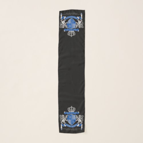 Make Your Own Coat of Arms Blue Silver Lion Emblem Scarf