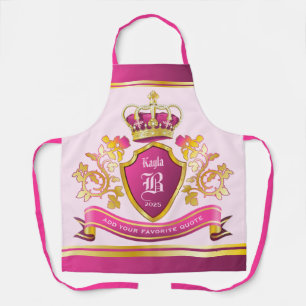 Make Your Own Coat of Arms Gold Crown Pearls Pink Apron