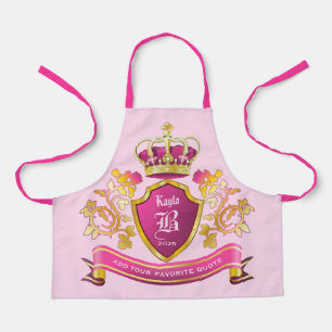 Make Your Own Coat of Arms Gold Crown Pearls Pink Apron