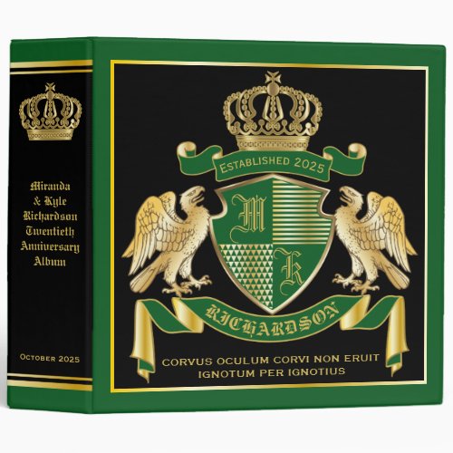 Make Your Own Coat of Arms Green Gold Eagle Emblem 3 Ring Binder