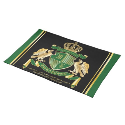 Make Your Own Coat of Arms Green Gold Eagle Emblem Cloth Placemat