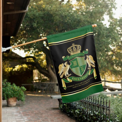 Make Your Own Coat of Arms Green Gold Eagle Emblem House Flag