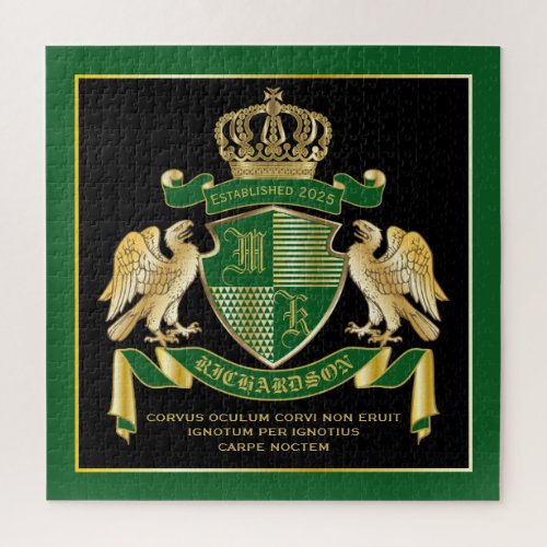 Make Your Own Coat of Arms Green Gold Eagle Emblem Jigsaw Puzzle