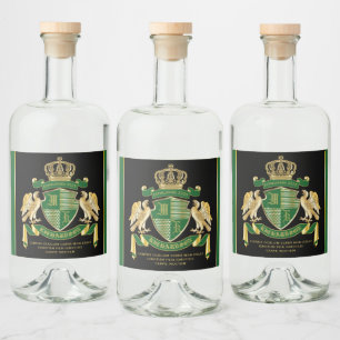 Make Your Own Coat of Arms Green Gold Eagle Emblem Liquor Bottle Label
