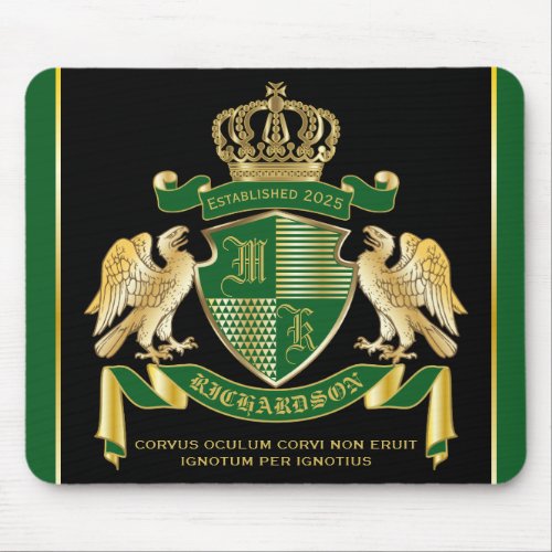 Make Your Own Coat of Arms Green Gold Eagle Emblem Mouse Pad