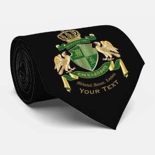 Make Your Own Coat of Arms Green Gold Eagle Emblem Neck Tie