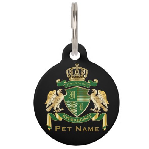 Make Your Own Coat of Arms Green Gold Eagle Emblem Pet ID Tag