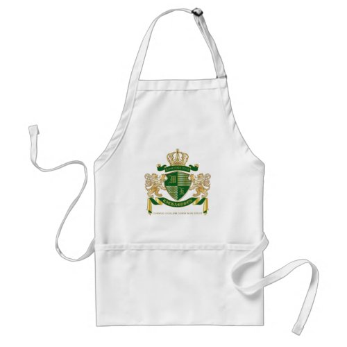 Make Your Own Coat of Arms Green Gold Lion Emblem Adult Apron