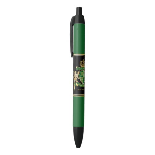 Make Your Own Coat of Arms Green Gold Lion Emblem Black Ink Pen