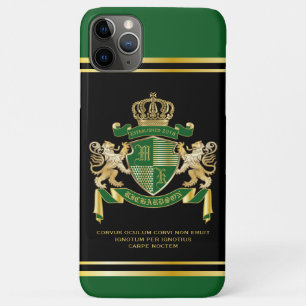 Make Your Own Coat of Arms Green Gold Lion Emblem iPhone 11 Pro Max Case