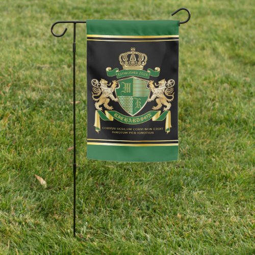Make Your Own Coat of Arms Green Gold Lion Emblem Garden Flag