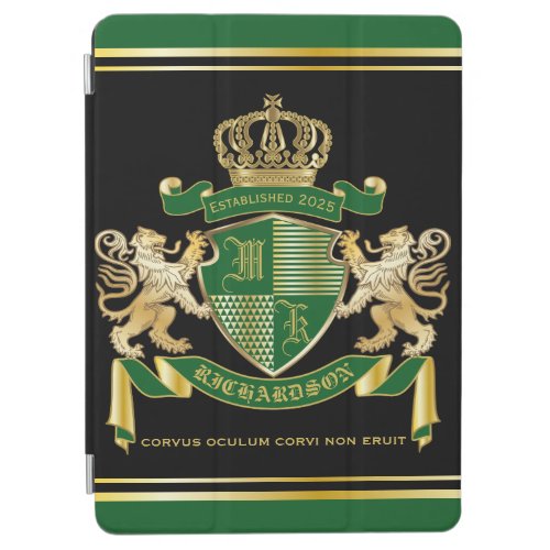 Make Your Own Coat of Arms Green Gold Lion Emblem iPad Air Cover