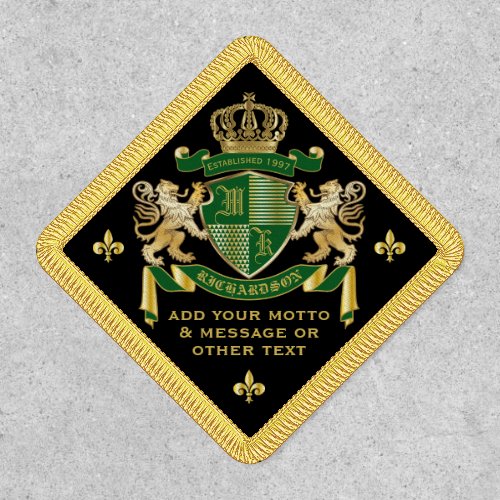 Make Your Own Coat of Arms Green Gold Lion Emblem Patch