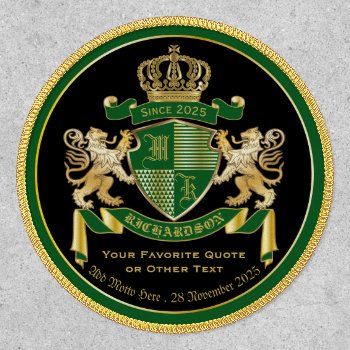 Make Your Own Coat Of Arms Green Gold Lion Emblem Patch by BCVintageLove at Zazzle