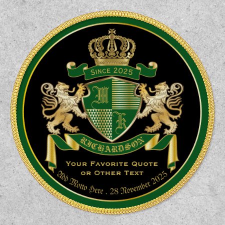 Make Your Own Coat Of Arms Green Gold Lion Emblem Patch